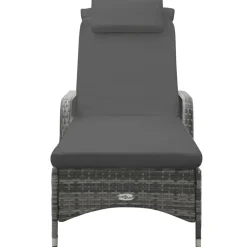MAISON EXCLUSIVE - Chaise longue avec roues résine tressée anthracite