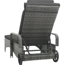 MAISON EXCLUSIVE - Chaise longue avec roues résine tressée anthracite
