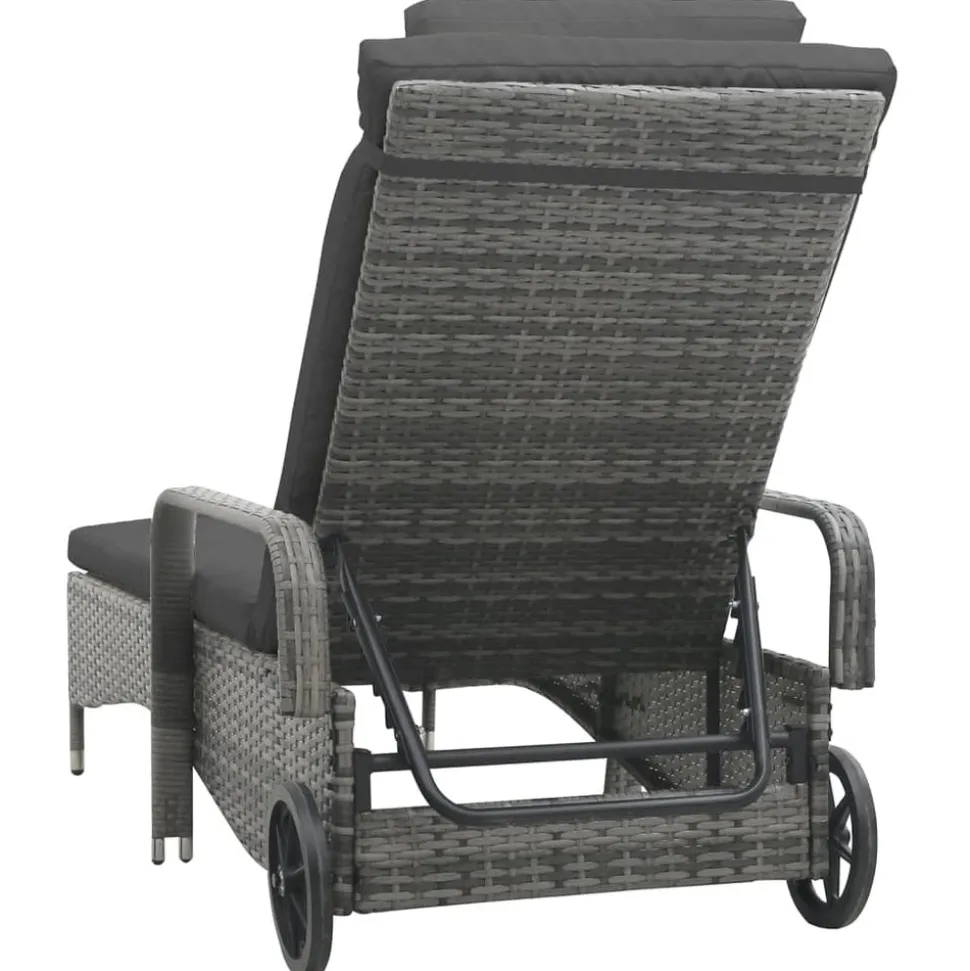 MAISON EXCLUSIVE - Chaise longue avec roues résine tressée anthracite