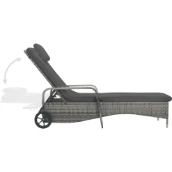 MAISON EXCLUSIVE - Chaise longue avec roues résine tressée anthracite