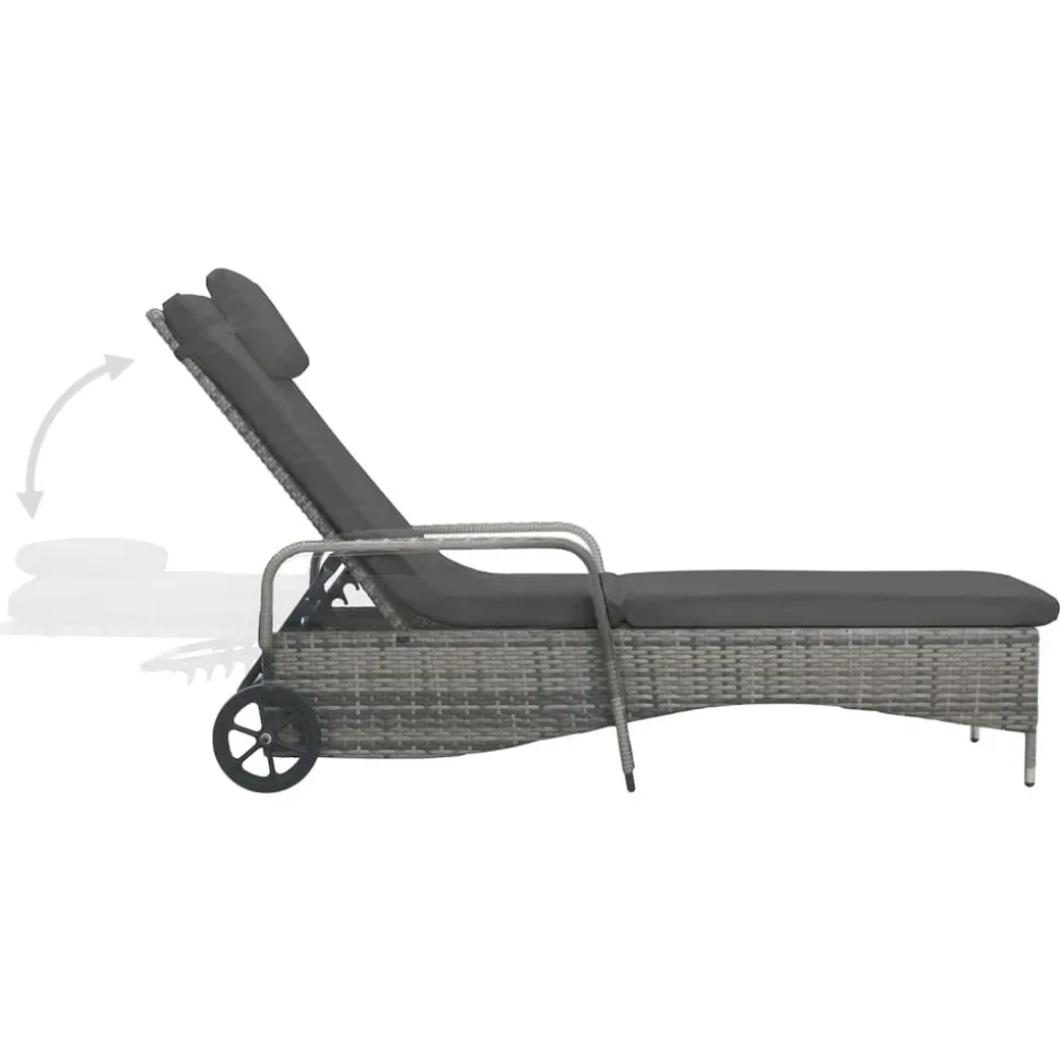 MAISON EXCLUSIVE - Chaise longue avec roues résine tressée anthracite