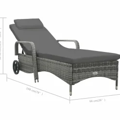 MAISON EXCLUSIVE - Chaise longue avec roues résine tressée anthracite