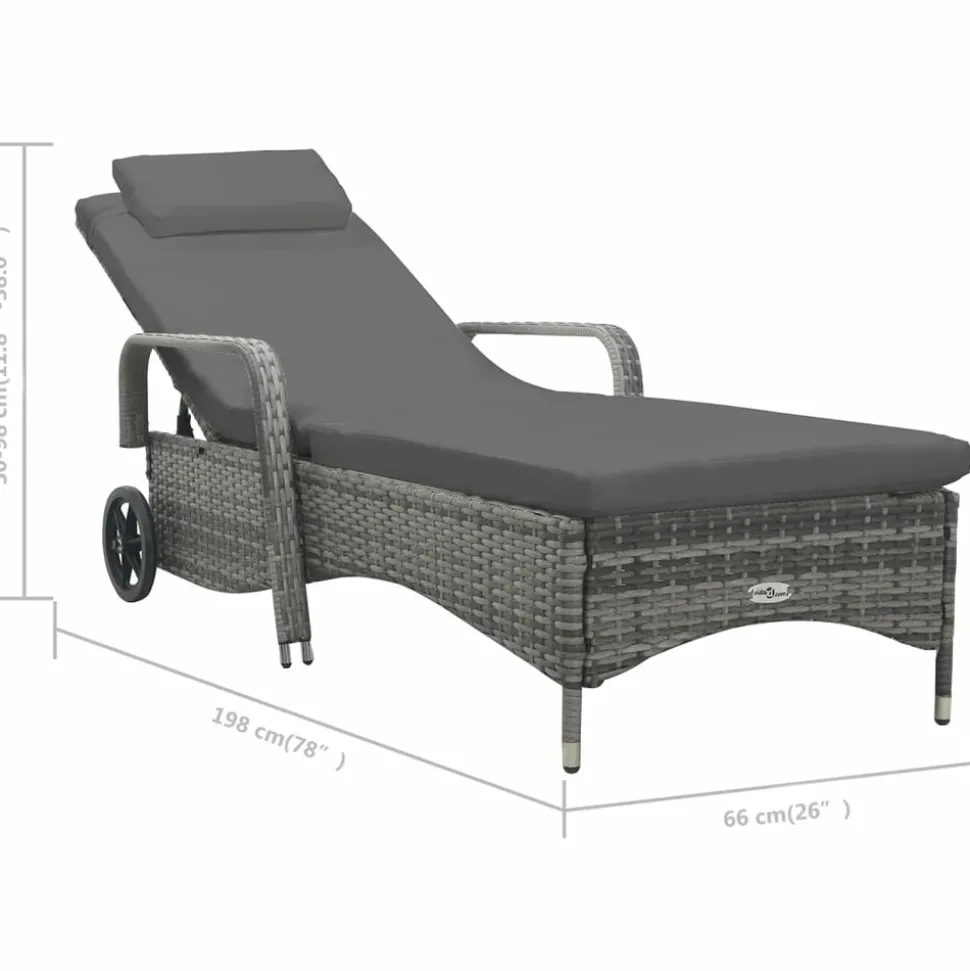 MAISON EXCLUSIVE - Chaise longue avec roues résine tressée anthracite