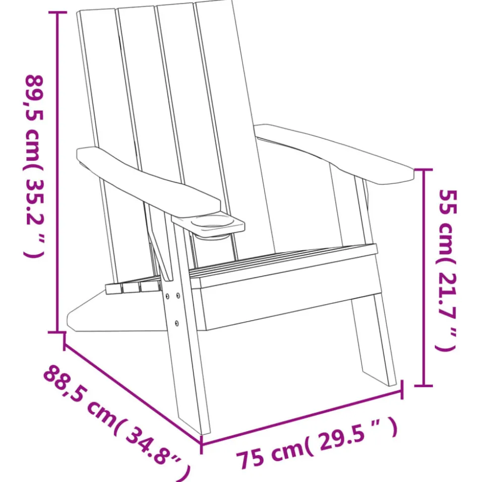 MAISON EXCLUSIVE - Chaise de jardin adirondack marron clair 75x88,5x89,5 cm pp
