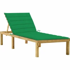 MAISON EXCLUSIVE - Chaise longue avec coussin vert bois de pin imprégné