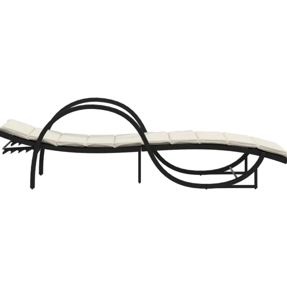 MAISON EXCLUSIVE - Chaise longue avec coussin noir 60x199x42 cm résine tressée