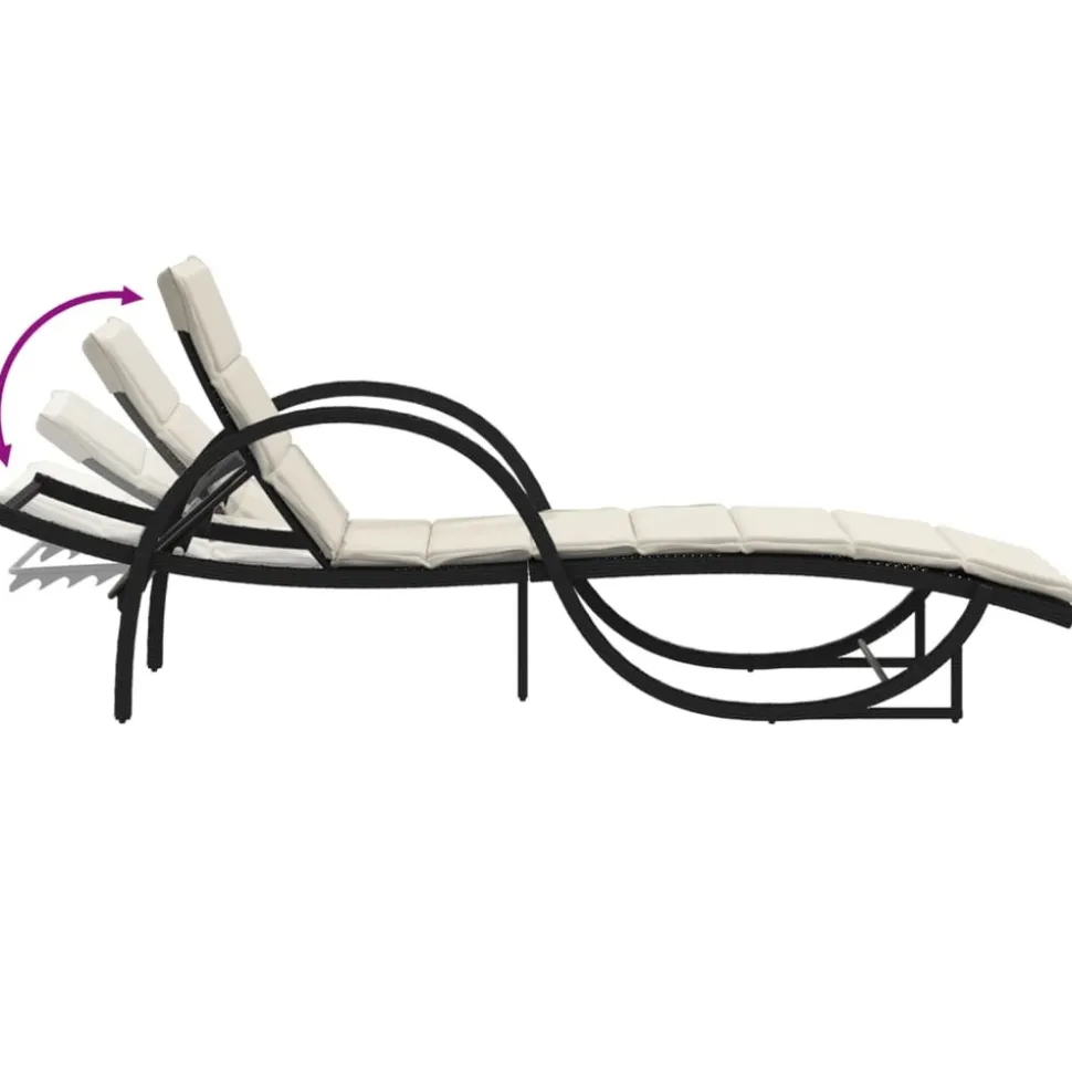 MAISON EXCLUSIVE - Chaise longue avec coussin noir 60x199x42 cm résine tressée