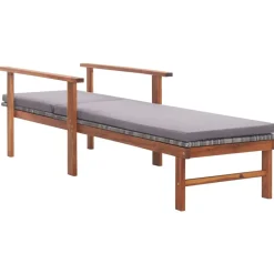 MAISON EXCLUSIVE - Chaise longue et coussin résine tressée et bois d'acacia gris
