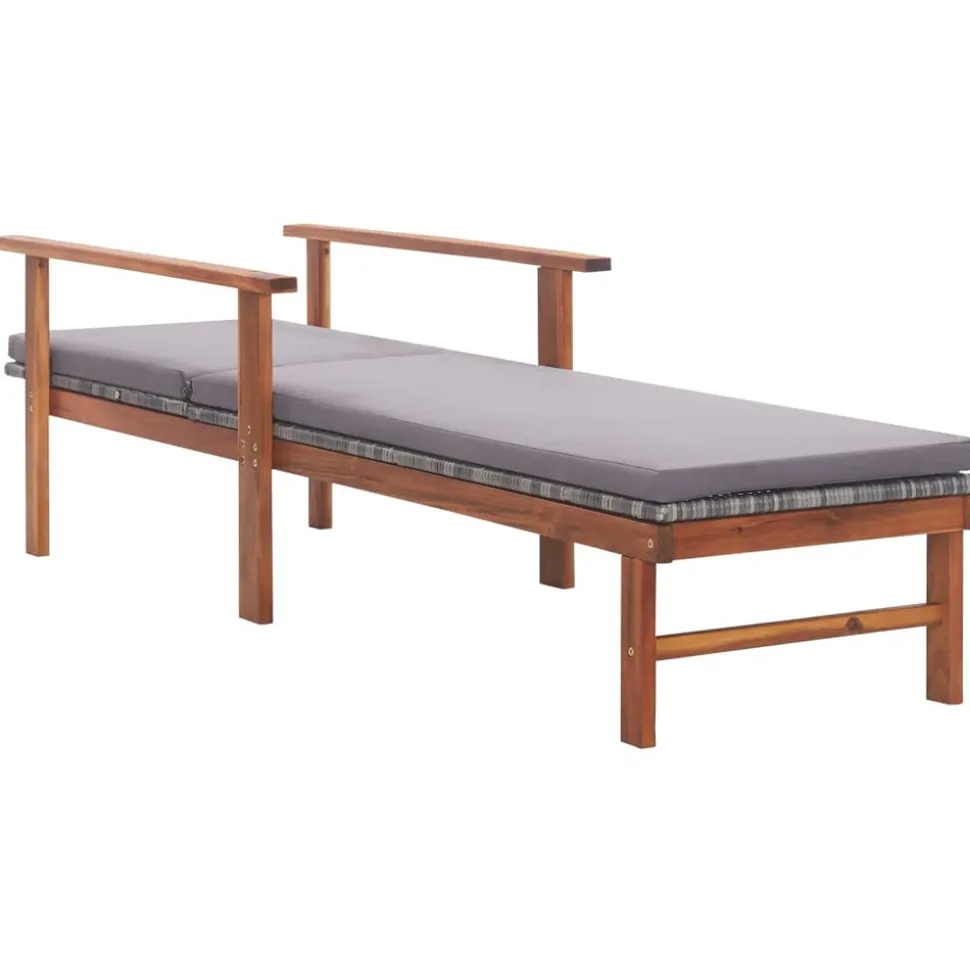 MAISON EXCLUSIVE - Chaise longue et coussin résine tressée et bois d'acacia gris