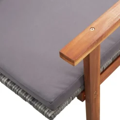 MAISON EXCLUSIVE - Chaise longue et coussin résine tressée et bois d'acacia gris