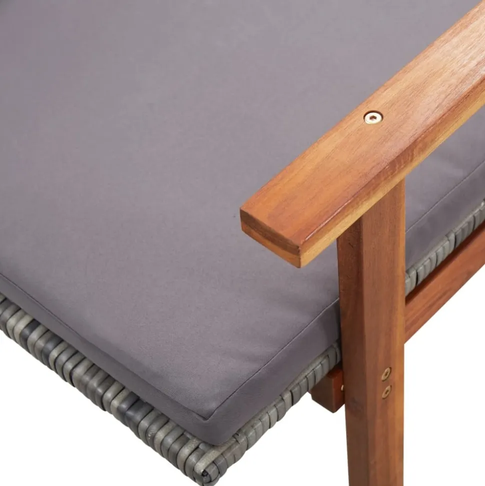 MAISON EXCLUSIVE - Chaise longue et coussin résine tressée et bois d'acacia gris
