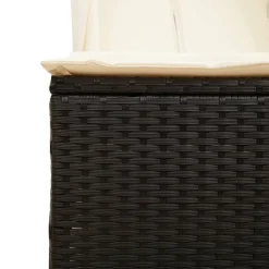 MAISON EXCLUSIVE - Chaise longue double avec toit et rideaux noir résine tressée