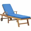 MAISON EXCLUSIVE - Chaise longue avec coussin bois de teck solide bleu