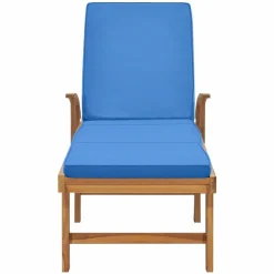 MAISON EXCLUSIVE - Chaise longue avec coussin bois de teck solide bleu