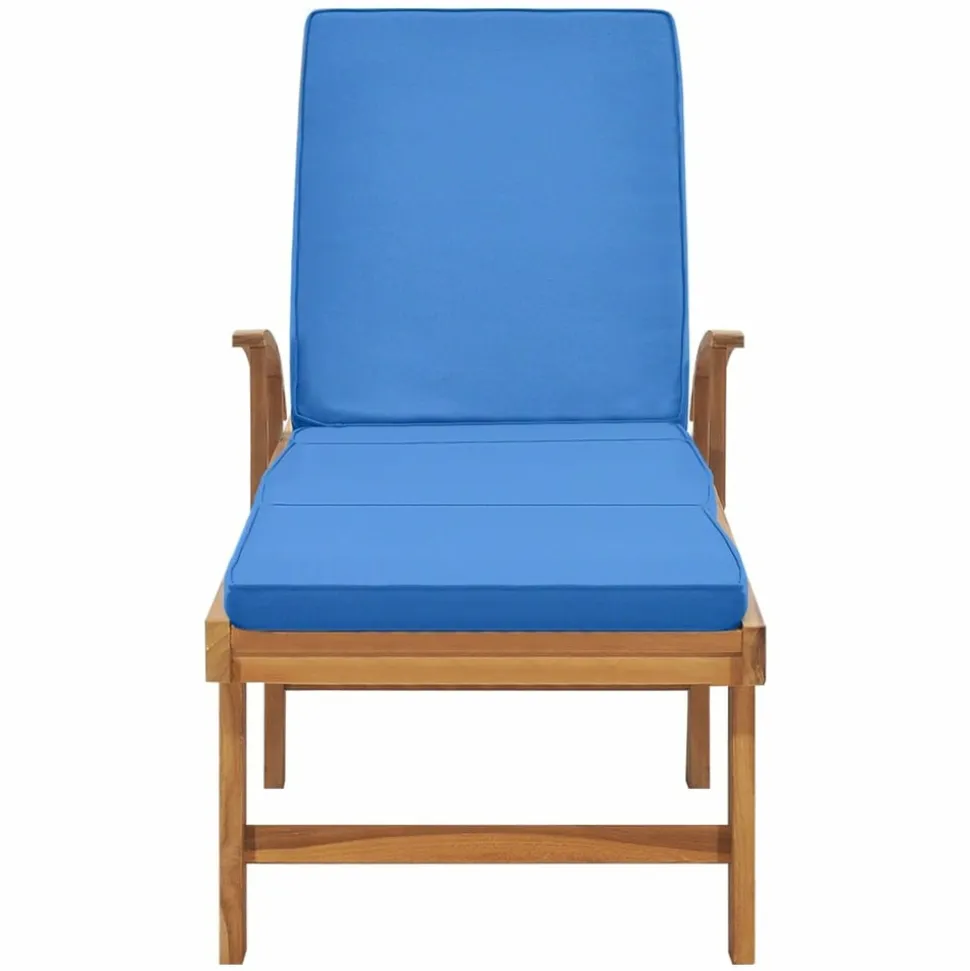 MAISON EXCLUSIVE - Chaise longue avec coussin bois de teck solide bleu