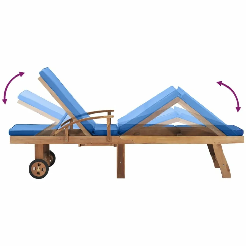 MAISON EXCLUSIVE - Chaise longue avec coussin bois de teck solide bleu