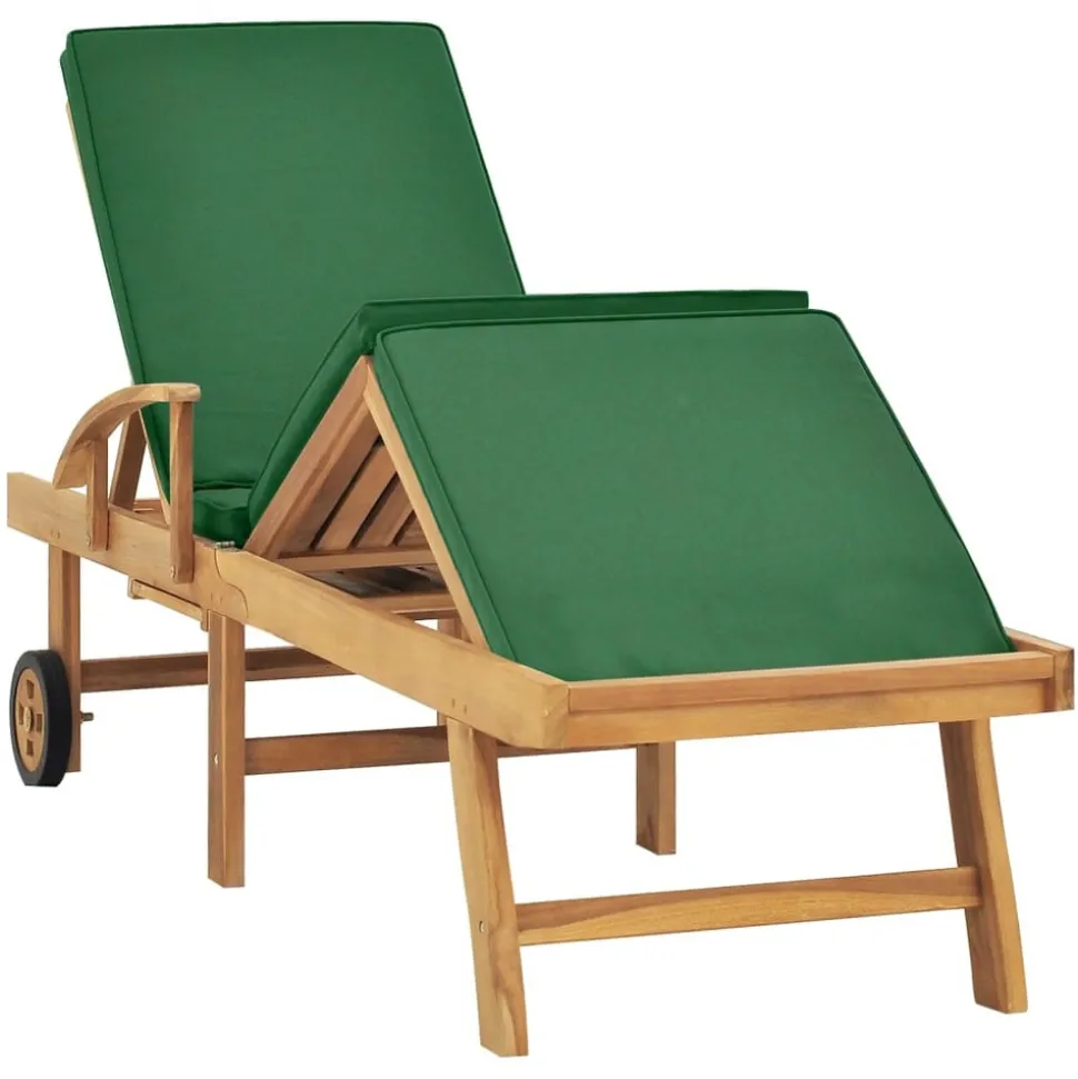 MAISON EXCLUSIVE - Chaise longue avec coussin bois de teck solide vert
