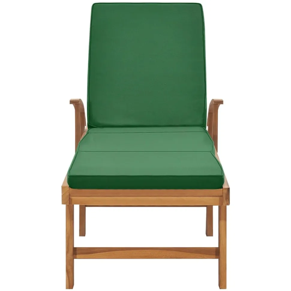 MAISON EXCLUSIVE - Chaise longue avec coussin bois de teck solide vert