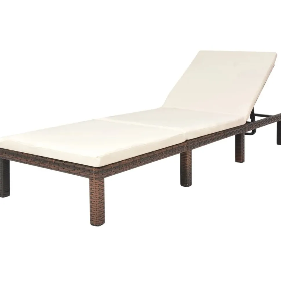 MAISON EXCLUSIVE - Chaise longue avec coussin résine tressée marron