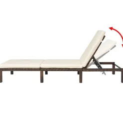 MAISON EXCLUSIVE - Chaise longue avec coussin résine tressée marron