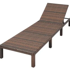 MAISON EXCLUSIVE - Chaise longue avec coussin résine tressée marron