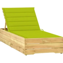 MAISON EXCLUSIVE - Chaise longue avec coussin vert vif bois de pin imprégné