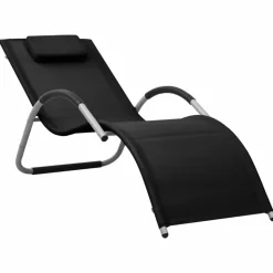 MAISON EXCLUSIVE - Chaise longue textilène noir et gris