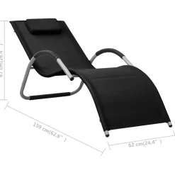 MAISON EXCLUSIVE - Chaise longue textilène noir et gris