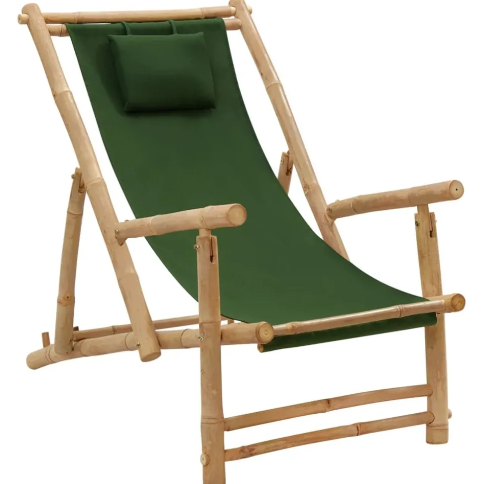 MAISON EXCLUSIVE - Chaise de terrasse bambou et toile vert