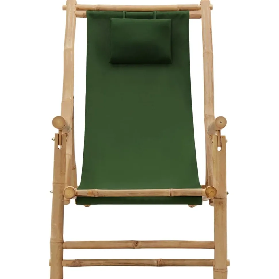 MAISON EXCLUSIVE - Chaise de terrasse bambou et toile vert