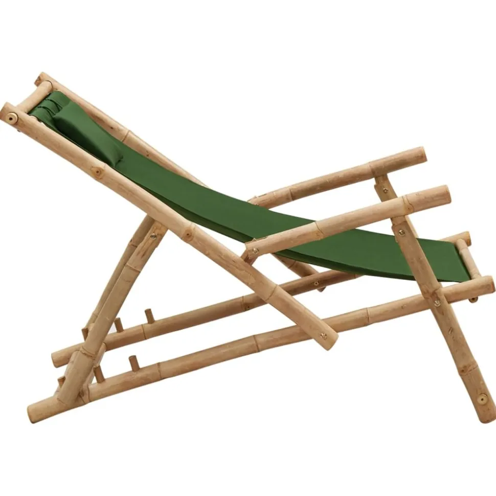 MAISON EXCLUSIVE - Chaise de terrasse bambou et toile vert