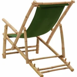 MAISON EXCLUSIVE - Chaise de terrasse bambou et toile vert