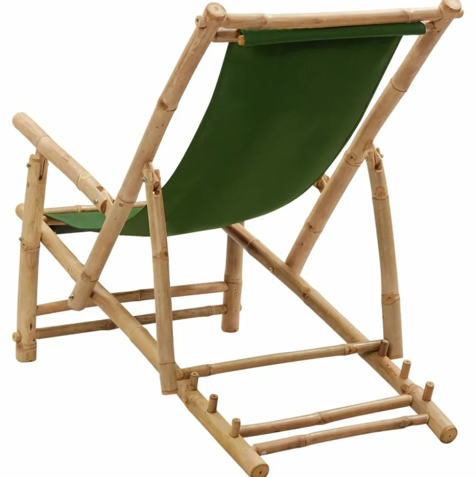 MAISON EXCLUSIVE - Chaise de terrasse bambou et toile vert