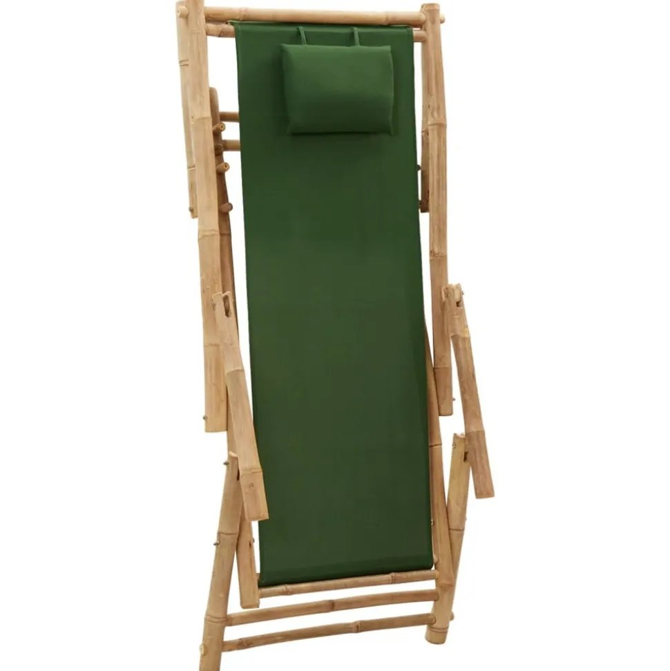 MAISON EXCLUSIVE - Chaise de terrasse bambou et toile vert