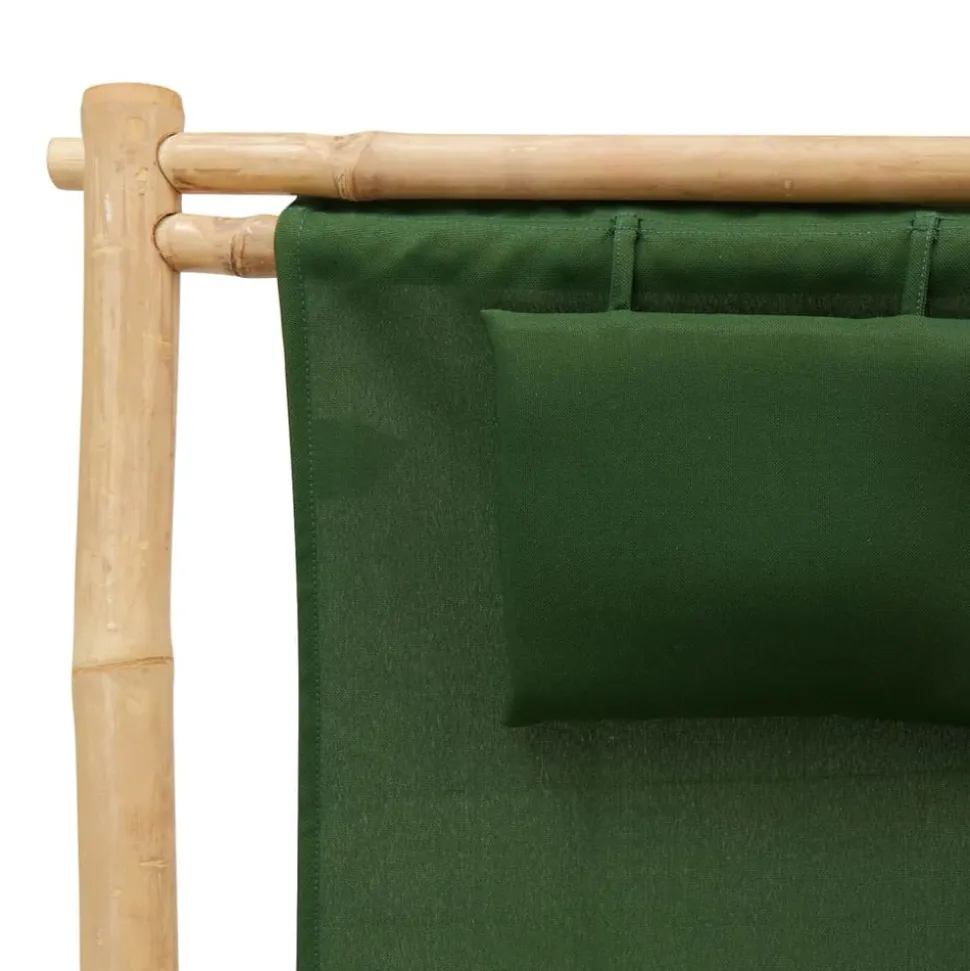 MAISON EXCLUSIVE - Chaise de terrasse bambou et toile vert