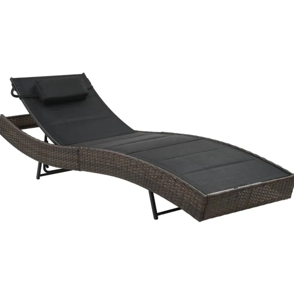 MAISON EXCLUSIVE - Chaise longue résine tressée et textilène marron