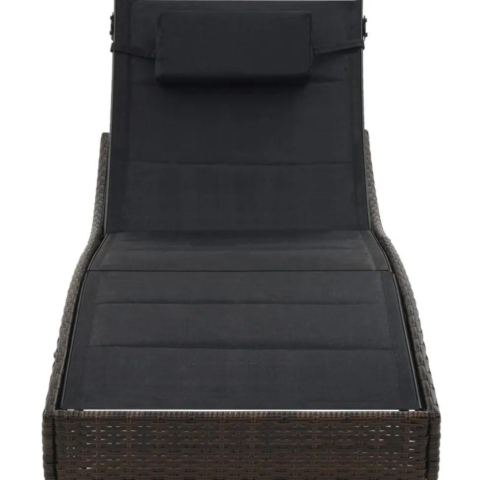 MAISON EXCLUSIVE - Chaise longue résine tressée et textilène marron