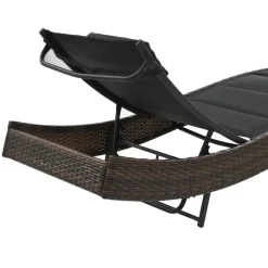 MAISON EXCLUSIVE - Chaise longue résine tressée et textilène marron