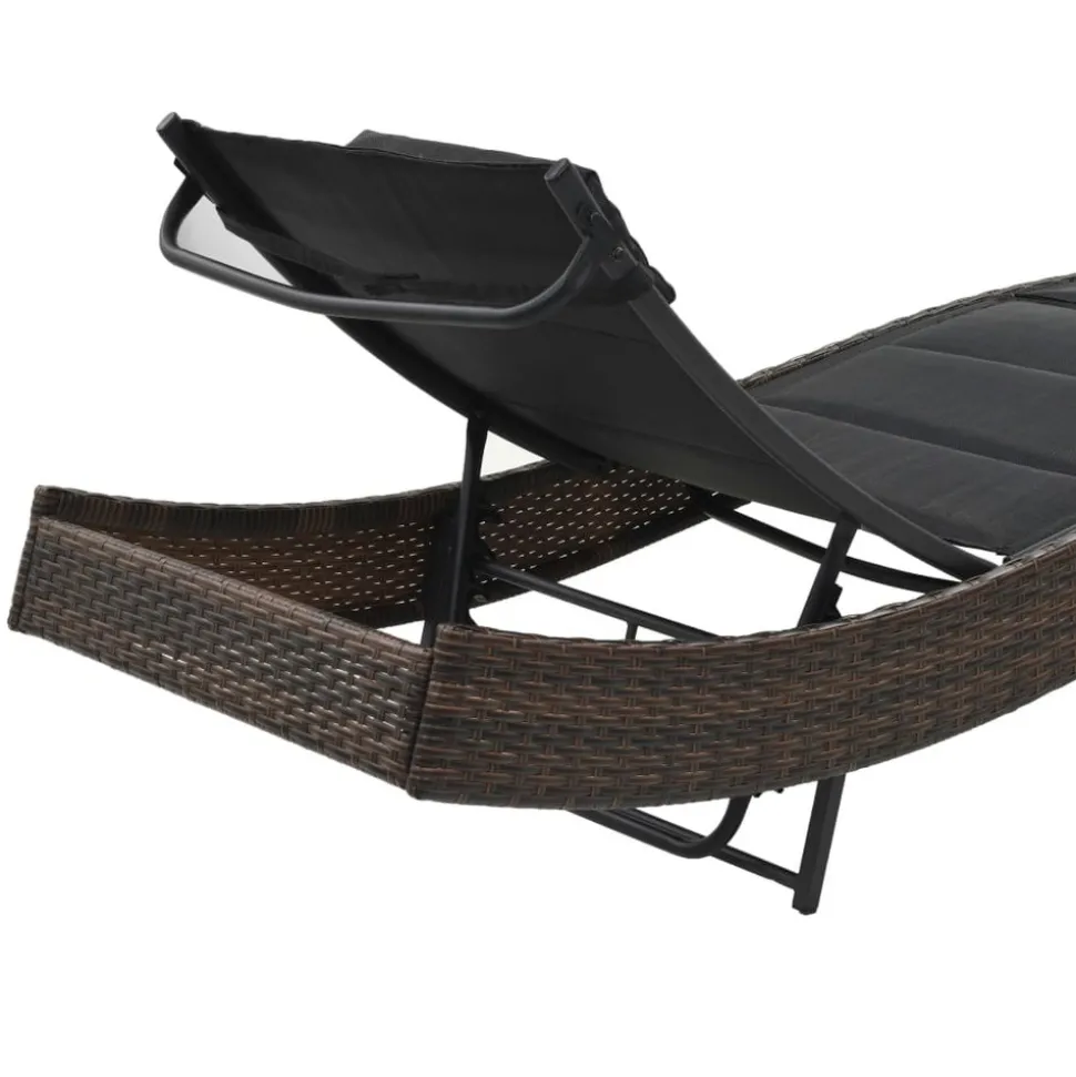 MAISON EXCLUSIVE - Chaise longue résine tressée et textilène marron