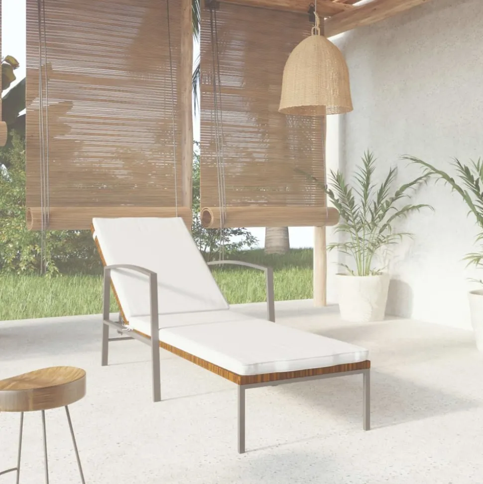 MAISON EXCLUSIVE - Chaise longue de jardin avec coussin résine tressée marron