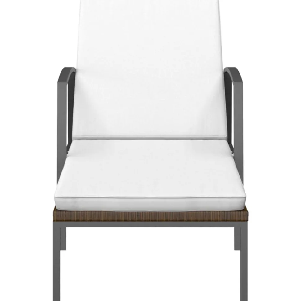 MAISON EXCLUSIVE - Chaise longue de jardin avec coussin résine tressée marron