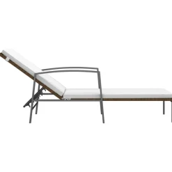 MAISON EXCLUSIVE - Chaise longue de jardin avec coussin résine tressée marron