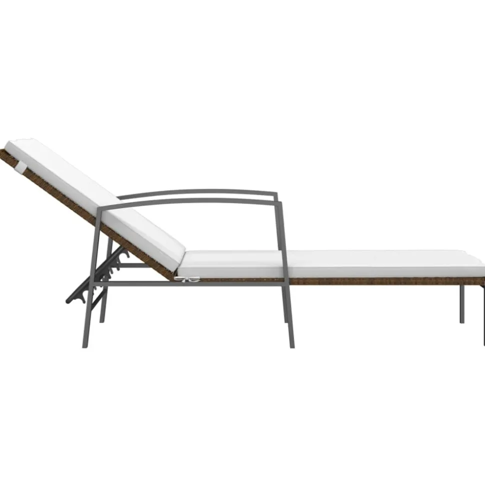 MAISON EXCLUSIVE - Chaise longue de jardin avec coussin résine tressée marron