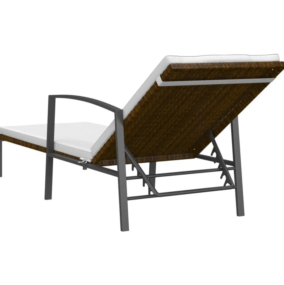 MAISON EXCLUSIVE - Chaise longue de jardin avec coussin résine tressée marron