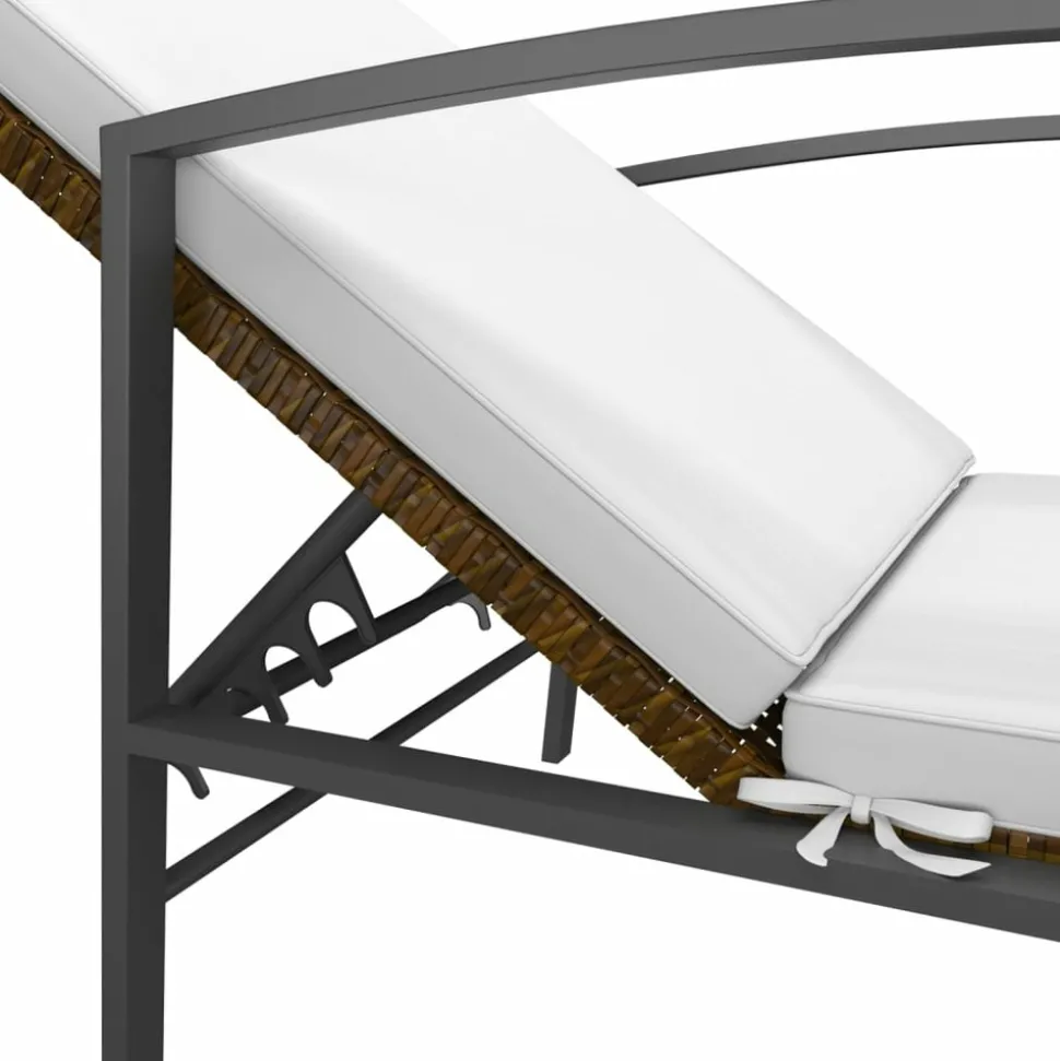 MAISON EXCLUSIVE - Chaise longue de jardin avec coussin résine tressée marron
