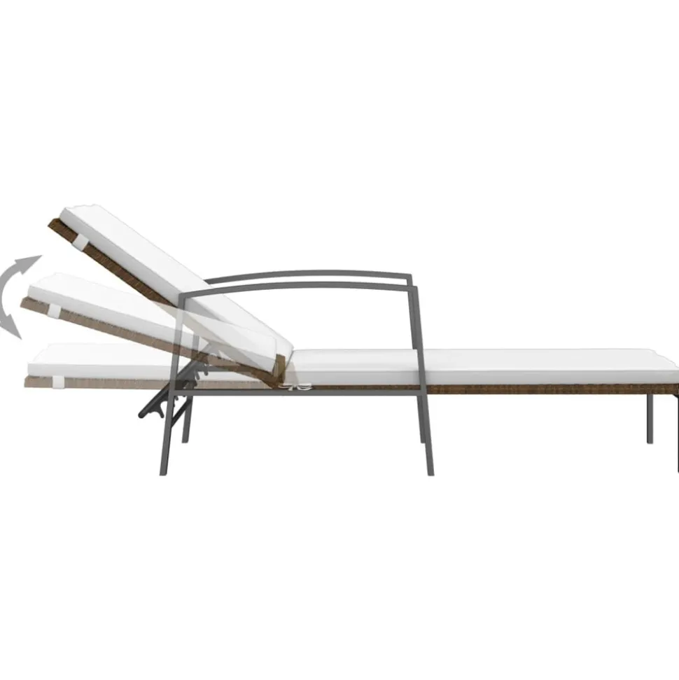 MAISON EXCLUSIVE - Chaise longue de jardin avec coussin résine tressée marron