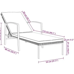 MAISON EXCLUSIVE - Chaise longue de jardin avec coussin résine tressée marron