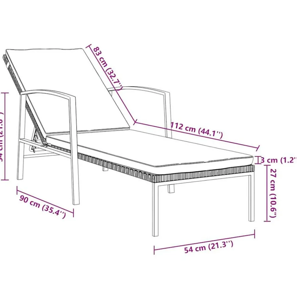 MAISON EXCLUSIVE - Chaise longue de jardin avec coussin résine tressée marron