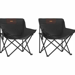 MAISON EXCLUSIVE - Chaise de camping avec poche pliable lot de 2 noir