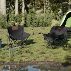 MAISON EXCLUSIVE - Chaise de camping avec poche pliable lot de 2 noir